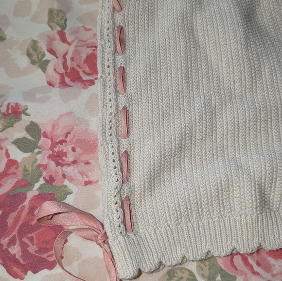 Betsey Johnson Cream Knit Shorts with Pink Details - Picture 2 of 5